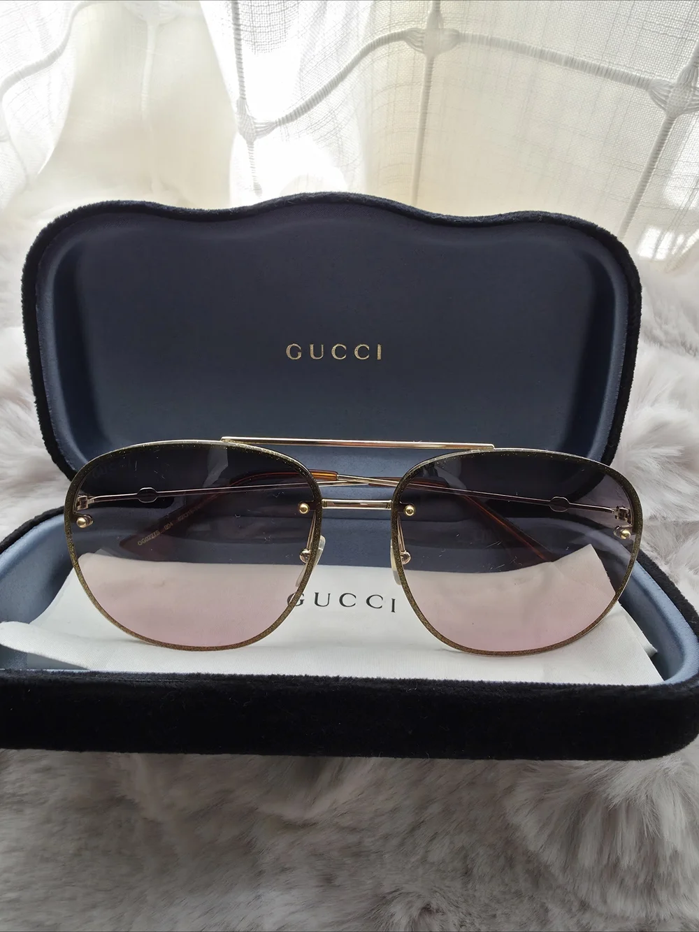 Gucci Gold Rim Aviator Sunglasses